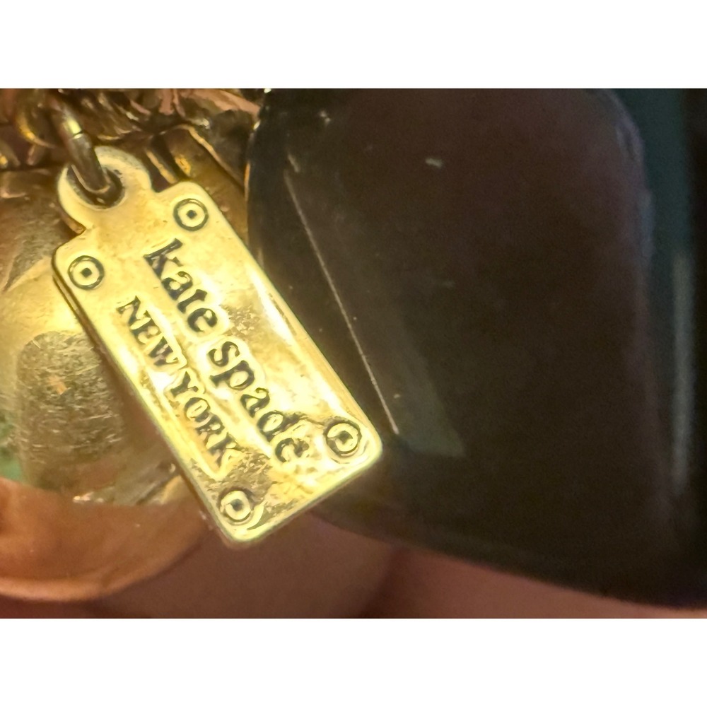 Kate Spade New York Chunky Resin Charm Bracelet Tortoise Black Cream Gold Y2K - Picture 8 of 10